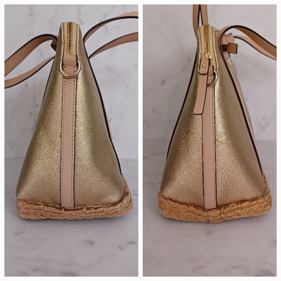 Kate Spade Gold Capri Espadrille Maise Mixedmedia Satchel - Picture 4 of 16